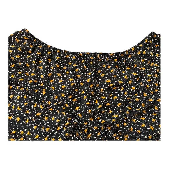 MADEWELL silk top, off shoulder, d Medium, 3/4 sleeve with ties, black with gold - Picture 4 of 7